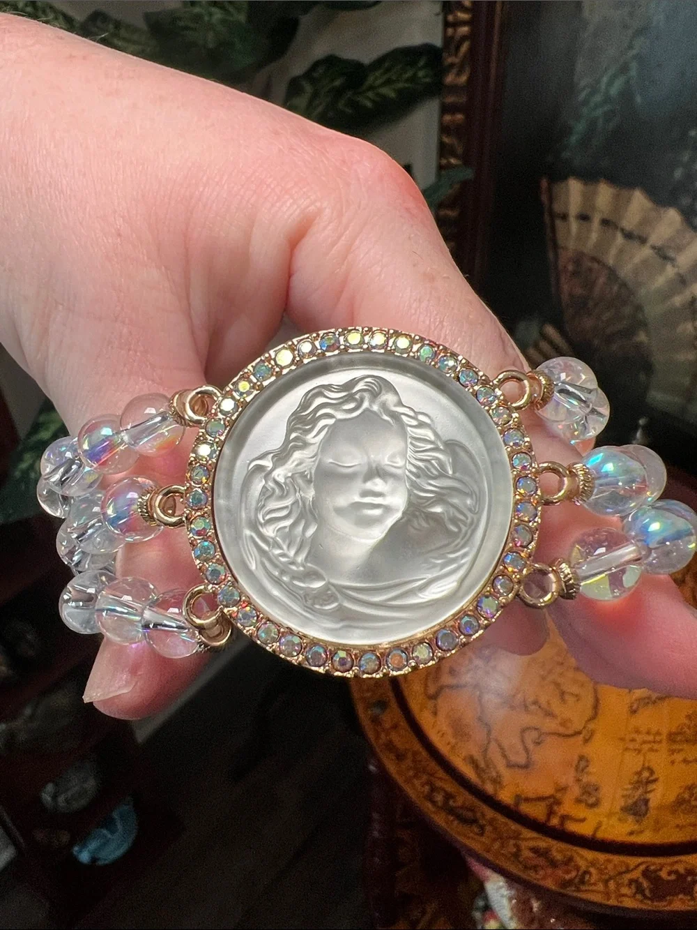 Kirk’s Folly Dream Angel Stretchy Iridescent AB Rhinestone Glass Beaded Bracelet